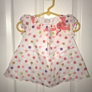 Baby girl multi color polka dot white dress